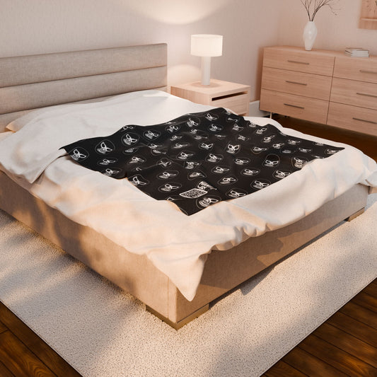 Velveteen Plush Blanket - BLACK